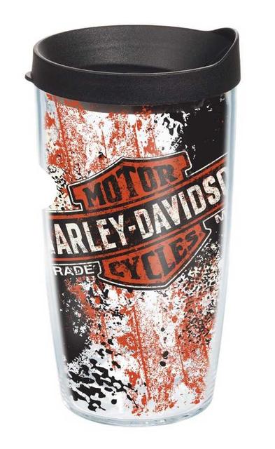 Harley-Davidson Tervis Tumbler, Grunge Bar & Shield 16 oz, w/ Black Lid 1157450