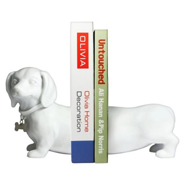 Danya B Cement Dogs Bookend Set - White