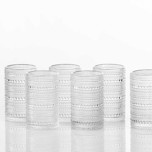 Jupiter Hobnail Tall Drinking Glasses, 13 oz., Set of 6 - Clear