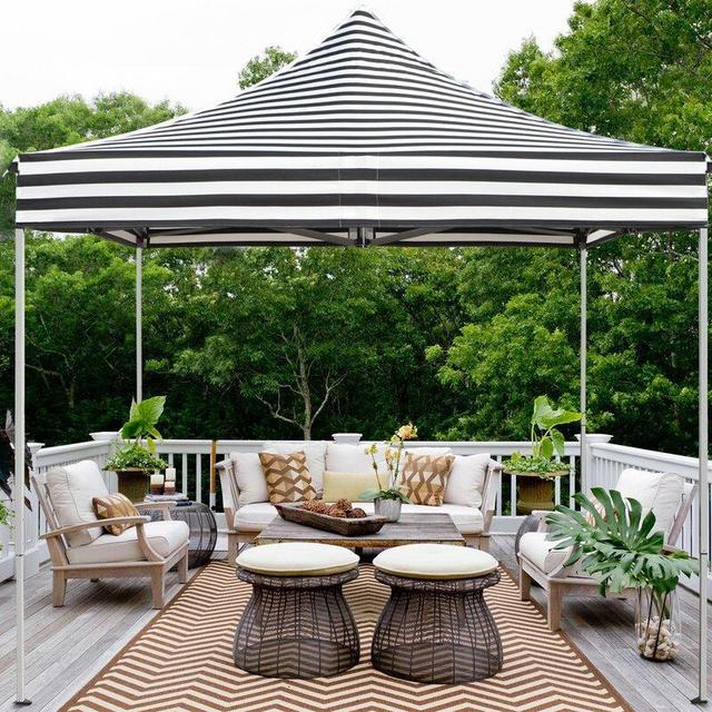 10 Ft. W x 10 Ft. D Metal Pop-Up Canopy (Black and White)