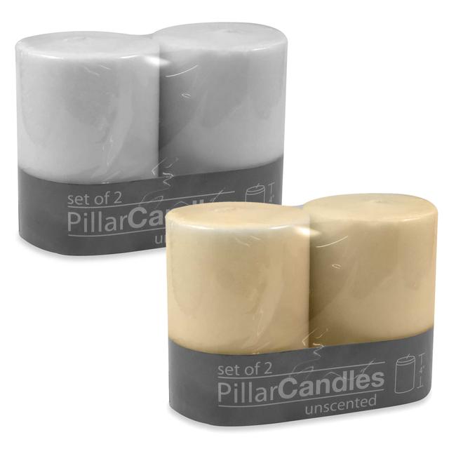 3-Inch x 4-Inch Unscented Pillar Candles (Set of 2)