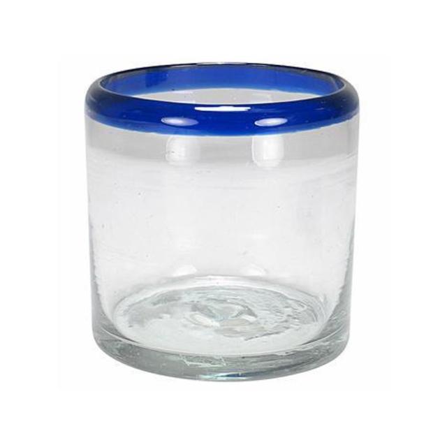 Blue Rim Double Old Fashioned Glasses (Set of 8)