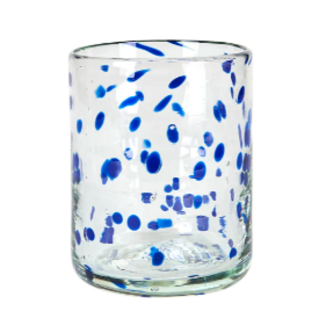 Blue Confetti Murano Glass Tumbler