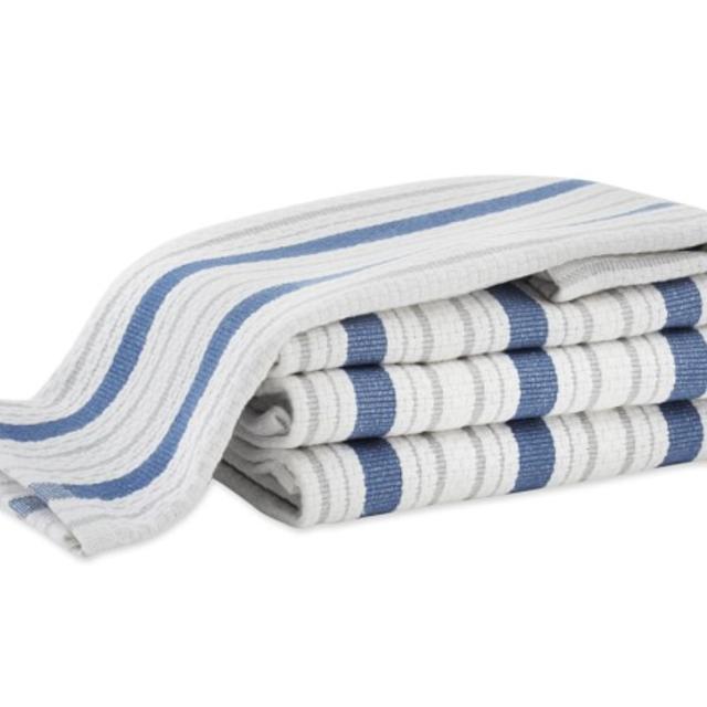 Williams-Sonoma Seasonal Contrast Striped Towels, Set of 4, AZURE BLUE