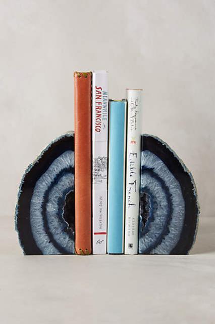 Hand-Cut Agate Bookends