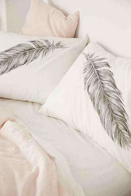 Plum & Bow Feather Pillowcase Set
