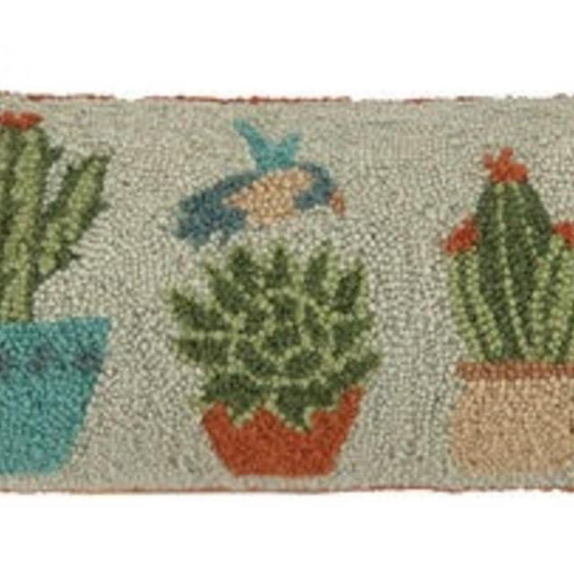 Cactus Flowers South West Collection Hooked Pillow by Suzanne Nicoll from Peking Handicraft Inc