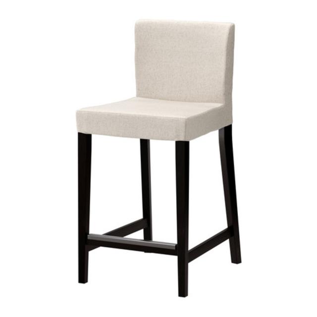 HENRIKSDAL				Bar stool with backrest, brown-black, Linneryd natural