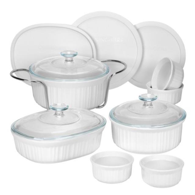 CorningWare 1083955 French 14-Piece Bakeware Set, White