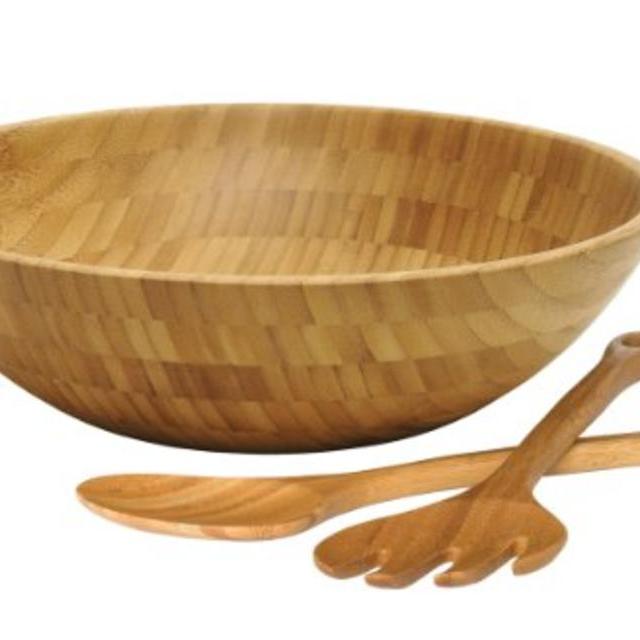 Lipper International Bamboo Salad Bowl with Salad Servers