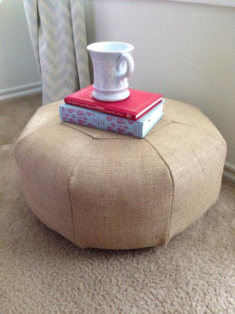 Short Burlap Pouf - Floor Cushion - Meditation Pillow