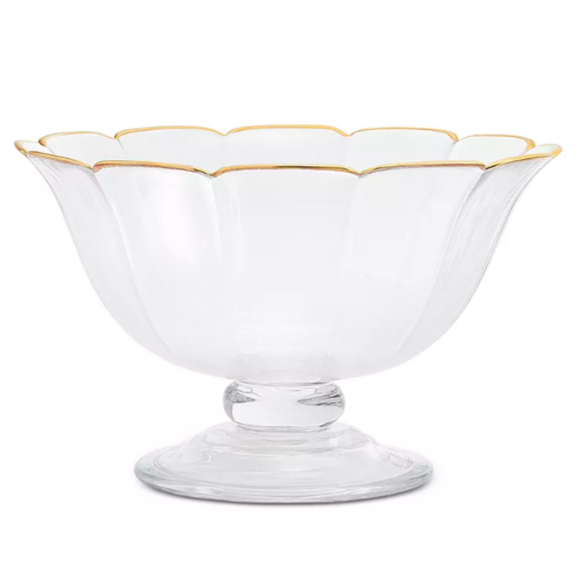 Martha Stewart Collection Footed Serve Bowl with Gold Edge, Created for Macy's