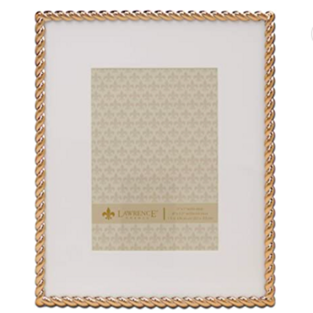 Lawrence Frames Rope Design Metal Frame, 8 x 10, Matted 5x7, Gold