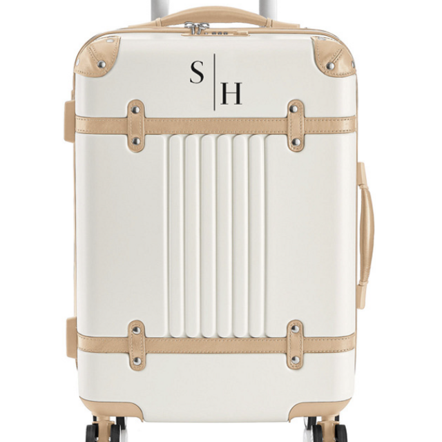 Terminal 1 Carry-On Luggage, White Base-Buff Leather