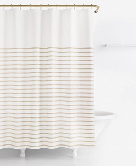 Harbour Stripe Shower Curtain, 100% Cotton (Picnic Green color)