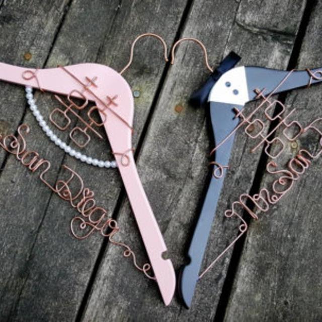 DOUBLE HAPPINESS Inspired Wedding Dress Hanger - 囍 - Bride & Groom - Pink Hanger - Pearl - Chinese Tradition - Original Design Hanger - Love
