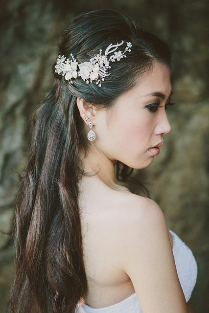 Hair Vine with Pearl Flowers, Swarovski Crystals and Rhinestones, OOAK Wedding Headpiece, Lux Wedding Hair Accessories