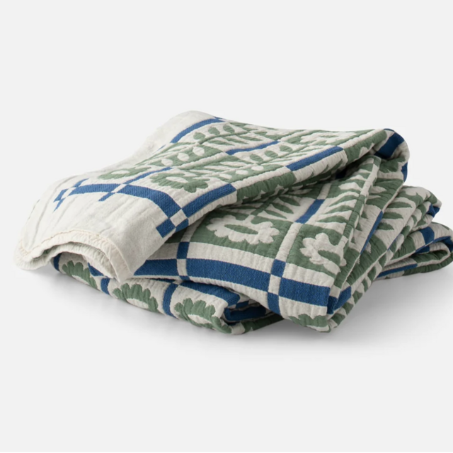 Stillwater Floral Quilt - King, Green and Blue