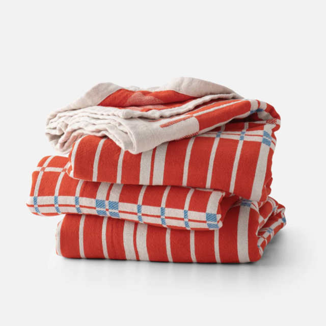 Shelburne Cotton Coverlet - King, Red and Blue