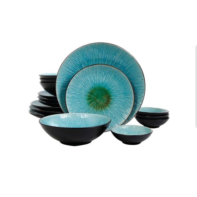 Gibson Shangri-La Court 16pc Dinnerware Set Turquoise
