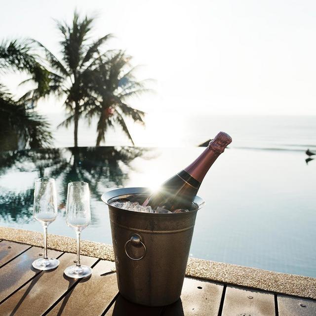 Champagne for dinner on the beach