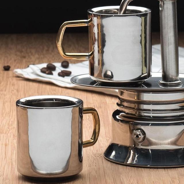 Pair of Double Wall Stainless Steel Espresso Cups