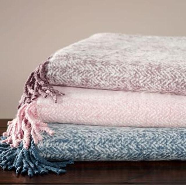 Herringbone Mohair Throw - Lavender
