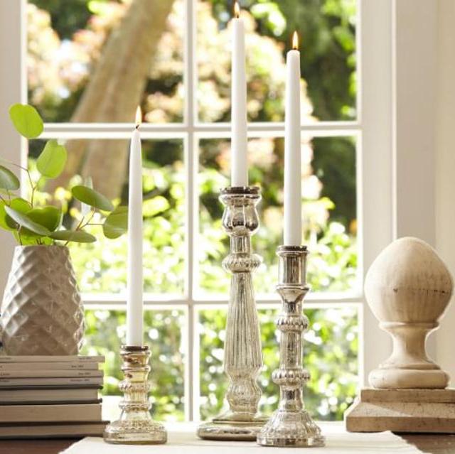 Antique Mercury Glass Taper Holders