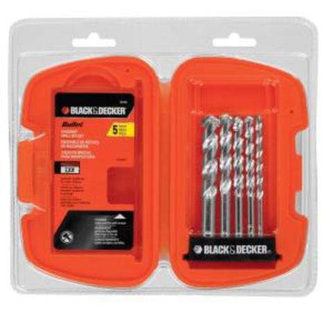 BLACK & DECKER Bullet Speed Tip Masonry Drill Bit Set (5-Piece)