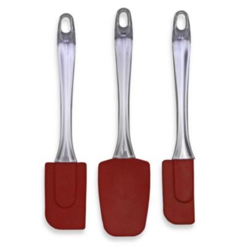 Clear Handle Silicone Spatulas with Red Head 3-Piece Set