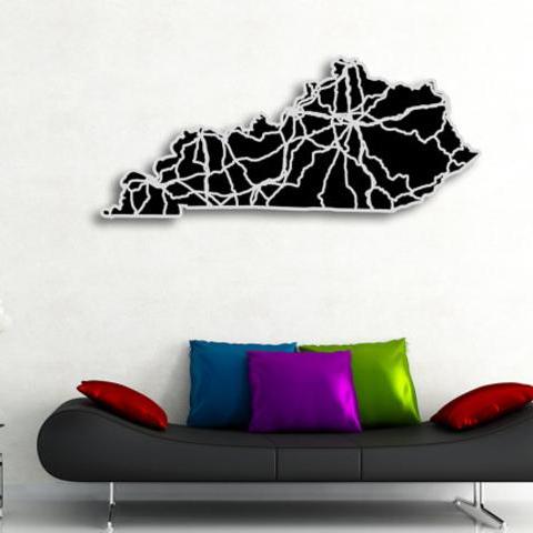 Kentucky Map Art - 36x14 in-Abstract Map