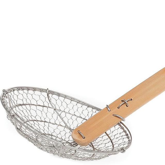 Helen Chen’s Asian Kitchen Stainless Steel Spider Strainer with Natural Bamboo Handle, 5-Inch Strainer Basket