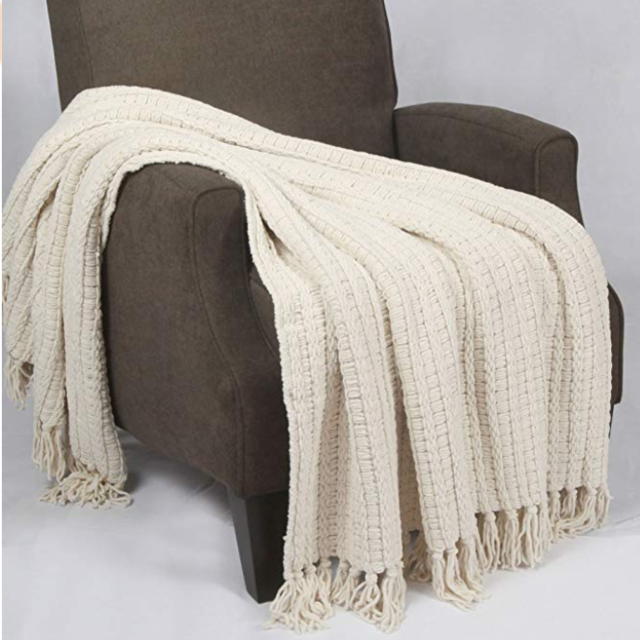 Home Soft Things Space Yarn Knitted Throw Couch Cover Sofa Blanket, 50" x 60", String