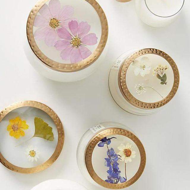 Anthropologie Floral Press Candle