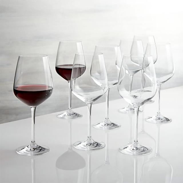 Crate & Barrel - Set of 8 Nattie Red Wine Glasses
