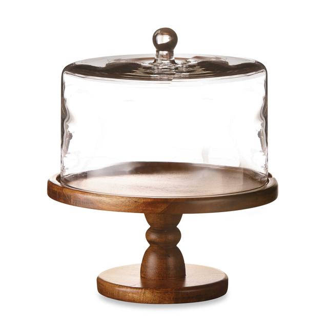 Madera Pedestal Plate with Glass Dome