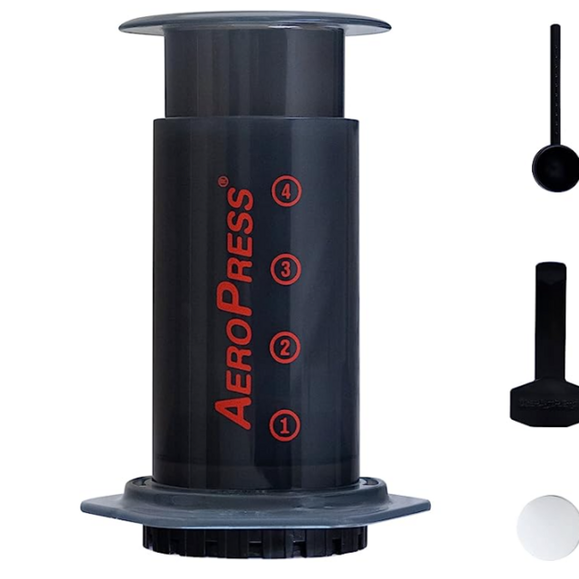 Aeropress Original Coffee and Espresso Maker, Barista Level Portable Coffee Maker with Chamber, Plunger, and Filters, Quick Coffee and Espresso Maker, Made in USA