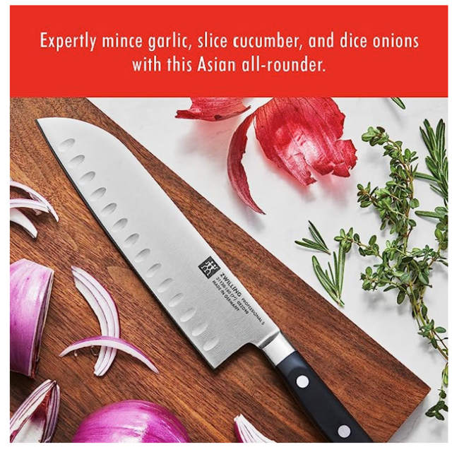 ZWILLING Professional "S" 7-inch Hollow Edge Santoku Knife