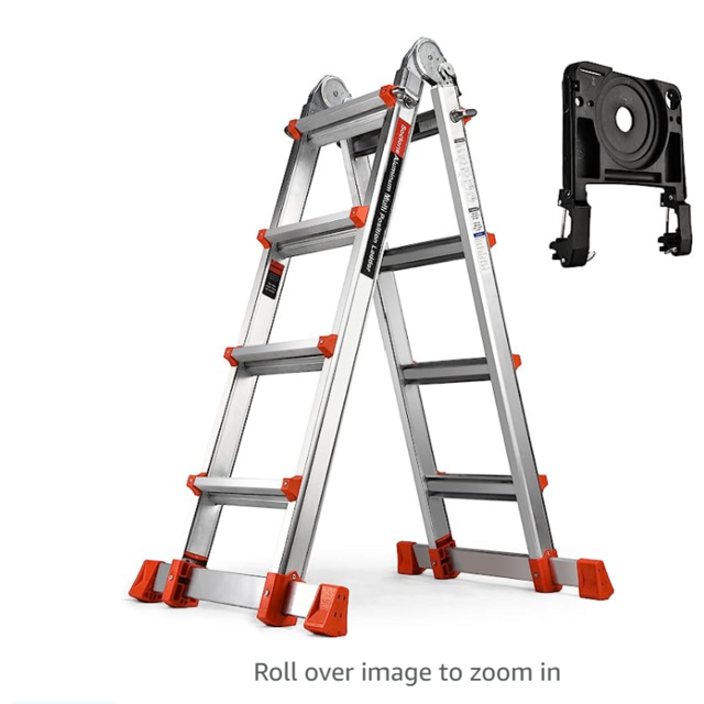 Soctone Ladder, A Frame 4 Step Ladder Extension Ladder, 17 Ft Muti Position Ladder & Removable Tool Tray with Stabilizer Bar, 330 lbs Weight Rating Telescoping Ladder for Household or Outdoor Work