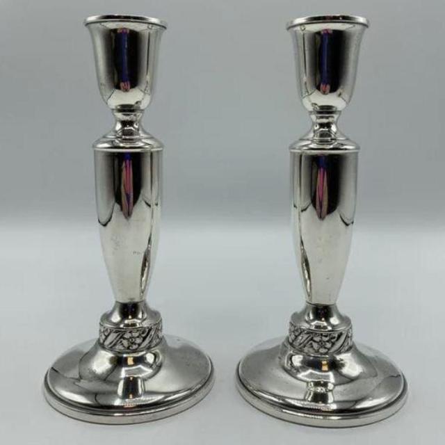 Floret 560 Sterling Silver Weighted Reinforced Set of Candlestick Holders 7.5” Tall 852 grams /ro
