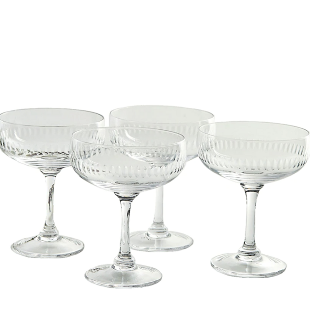 Vintage Crystal Cocktail Glass, Set of 4