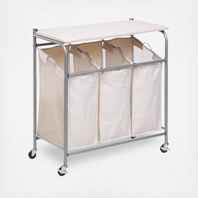 Honey-Can-Do Rolling Laundry Sorter with Ironing Board