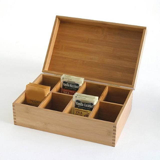 Lipper International 8-Compartment Bamboo Tea Box