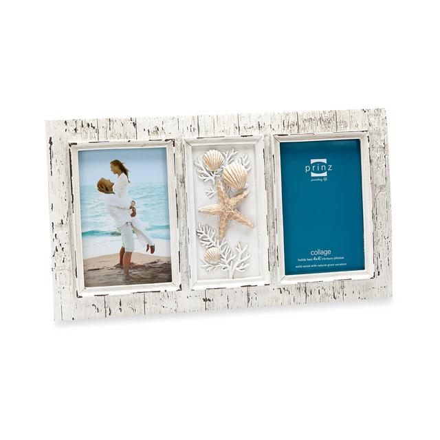Prinz 2-Opening 4-Inch x 6-Inch Seashell Frame in Natural/White