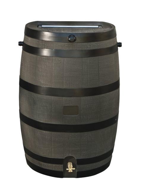 RTS Home Accents 50-Gallon Rain Water Collection Barrel with Brass Spigot, Wood Grain