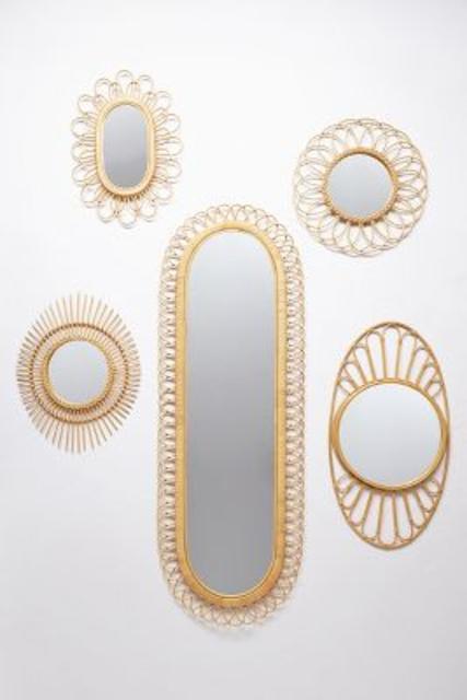 Midcentury Wicker Mirror