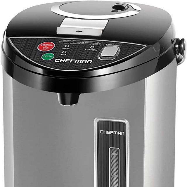 Chefman Electric Hot Water Pot Urn w/ Auto & Manual Dispense Buttons, Safety Lock, Instant Heating for Coffee & Tea, Auto-Shutoff/Boil Dry Protection, Insulated Stainless Steel, 5.3L/5.6 Qt/30+ Cups