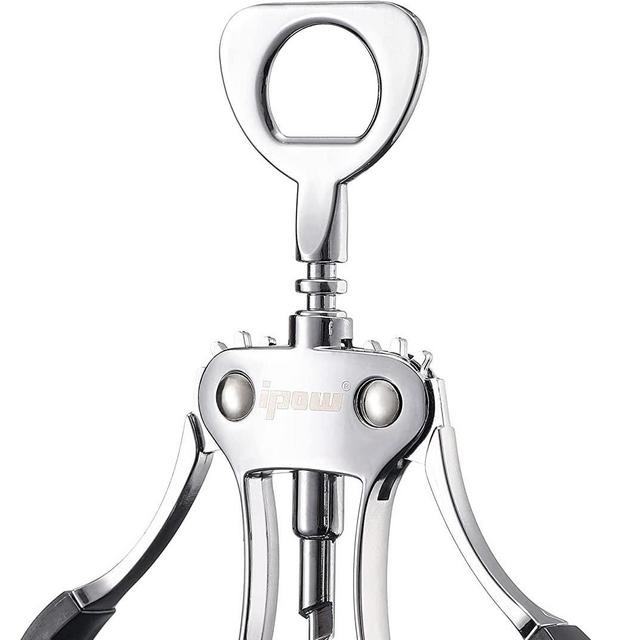 IPOW Wine Opener, Wing Corkscrew, Zinc Alloy Premium Wine Bottle Opener, Manual Multifunctional Cork Screw for Waiter, Heavy Duty, Silver