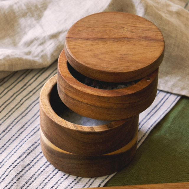 Zara Home Double Acacia Wood Salt Cellar