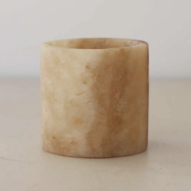 Alabaster candle holder amber tea light